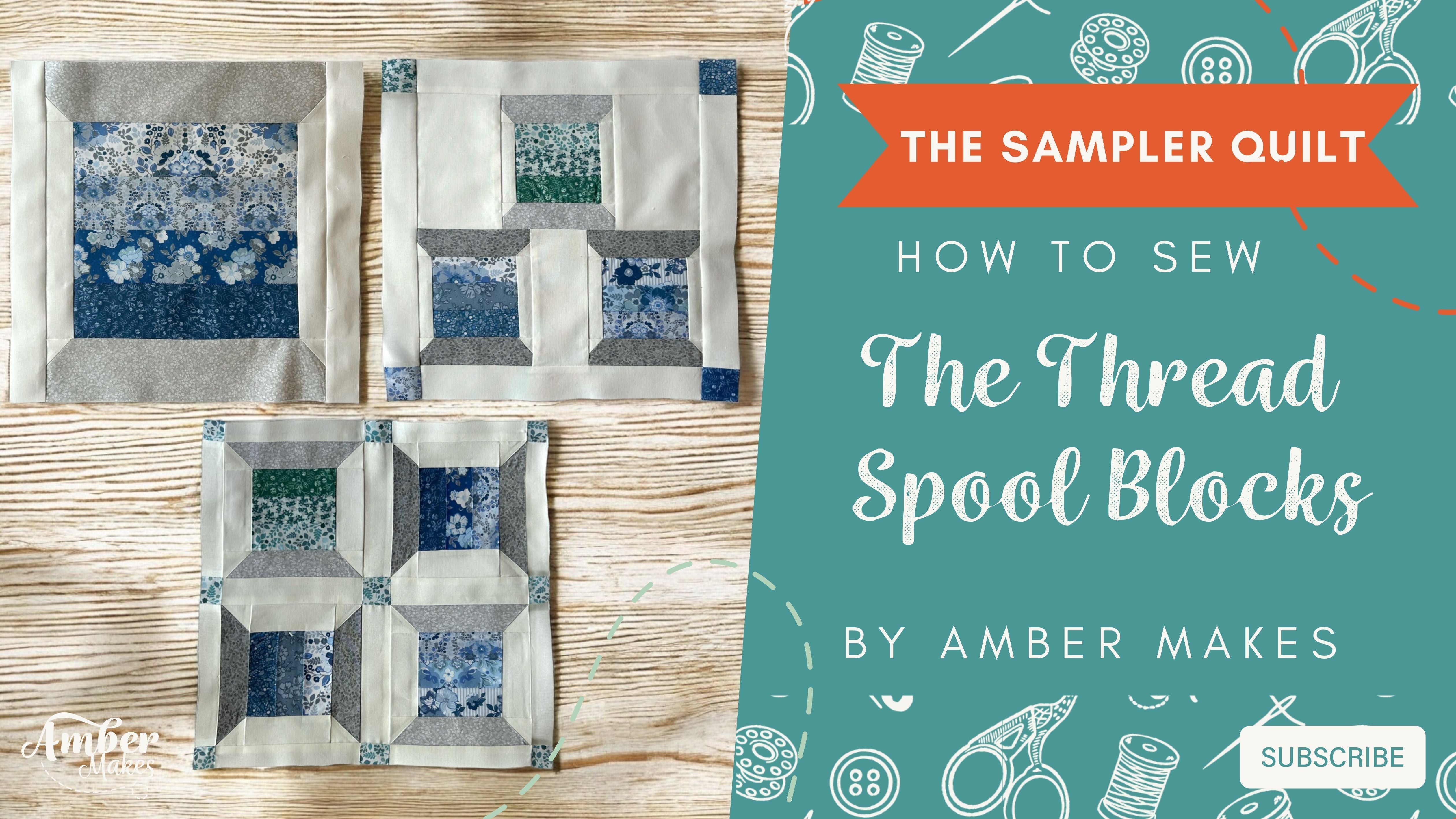 Thread Quilt Block Amber Makes Sampler Quilt Block of the Month - The Thread Spool Blocks