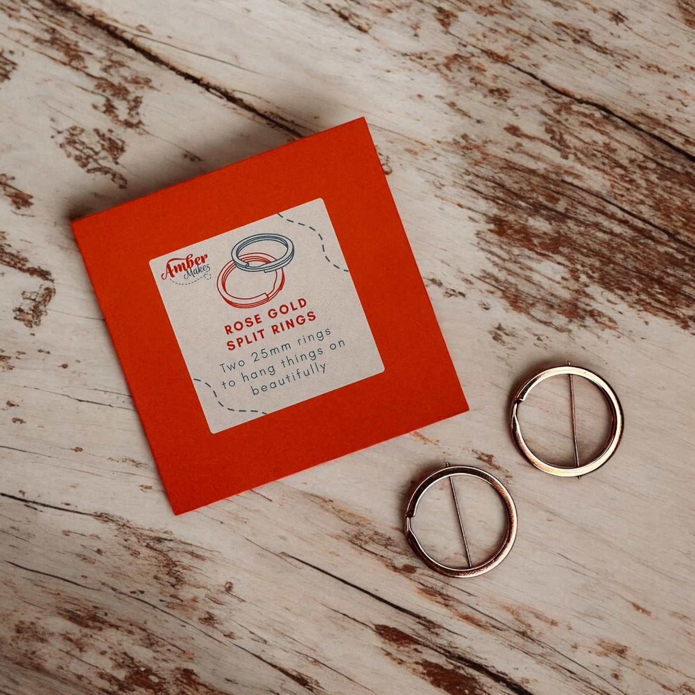 Split Rings: 25mm Diameter, Rose Gold, Two Rings