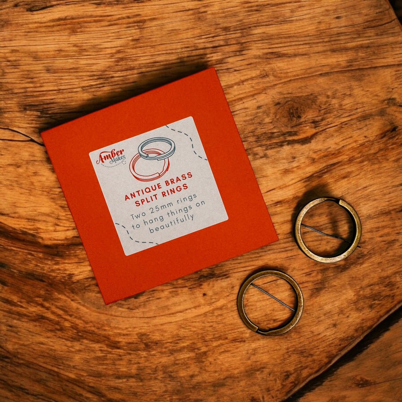 Split Rings: 25mm Diameter, Antique Brass, Two Rings