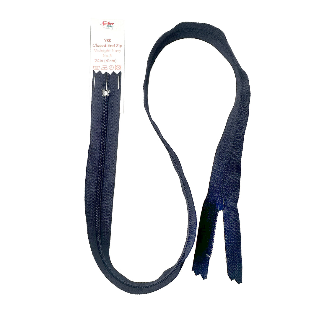 Closed End No.3 24in (61cm) Zip, Midnight Navy – Amber Makes