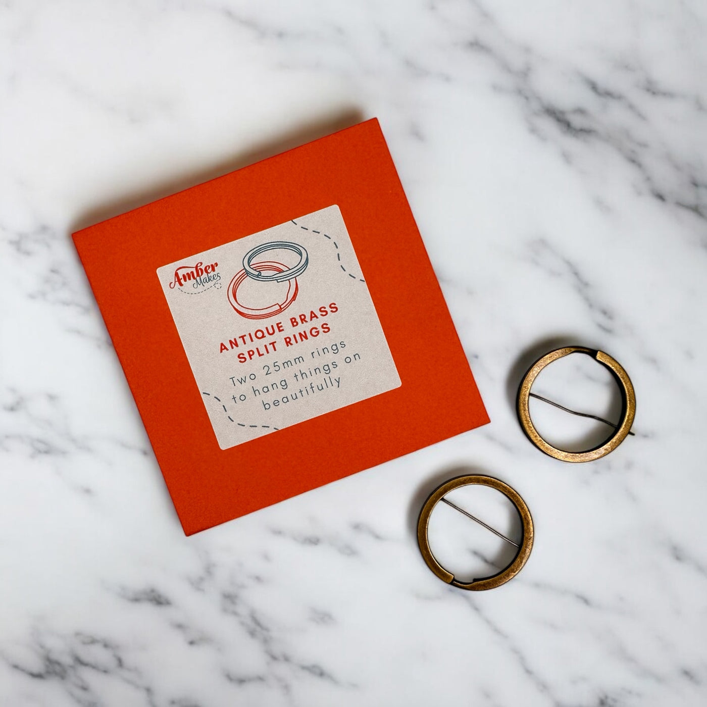 Split Rings: 25mm Diameter, Antique Brass, Two Rings