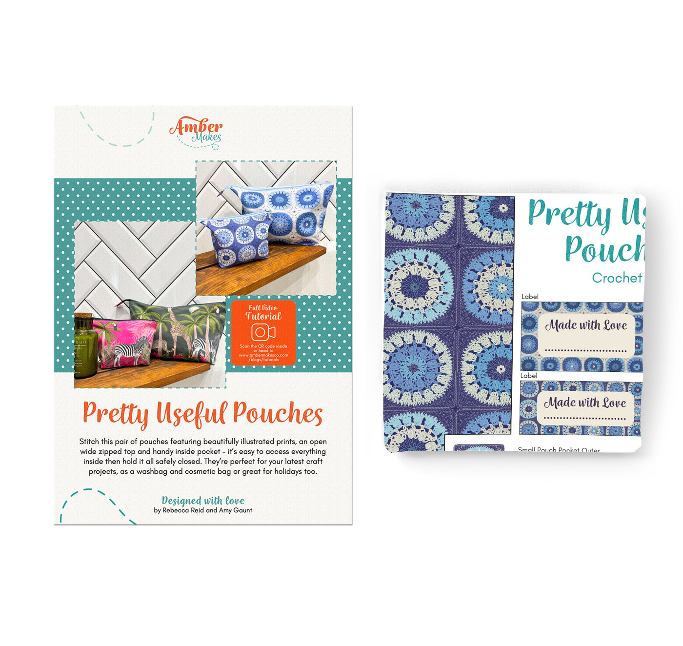 The Pretty Useful Pouch Set - Crochet Instructions and Fabric Panel Sewing Kit