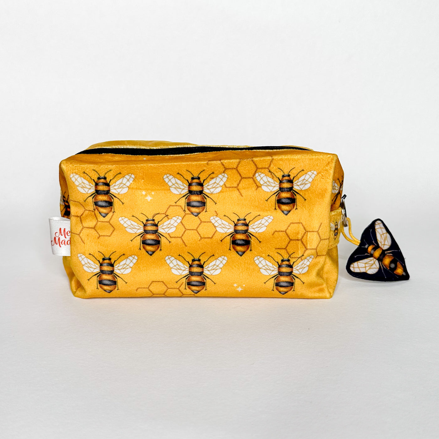Bee Velvet Wash Bag Ochre Sewing Kit - Fabric Panel and Instructions Set