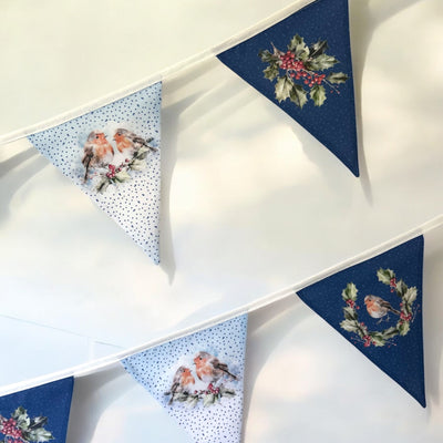 A Row of Robins - Blue Bunting Sewing Kit