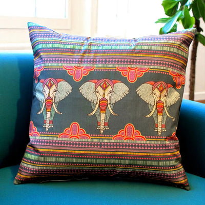 Embroidered Elephant Canvas Fabric Panel