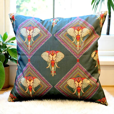 Embroidered Elephant Canvas Fabric Panel
