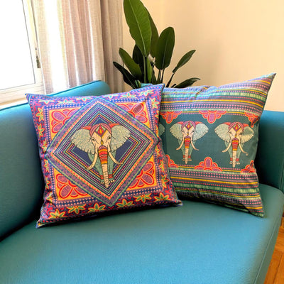 Embroidered Elephant Canvas Fabric Panel