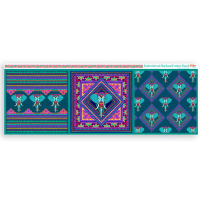 Embroidered Elephant Canvas Fabric Panel
