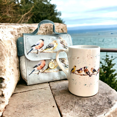 Garden Birds Watercolour Mug and Carry Case Sewing Kit