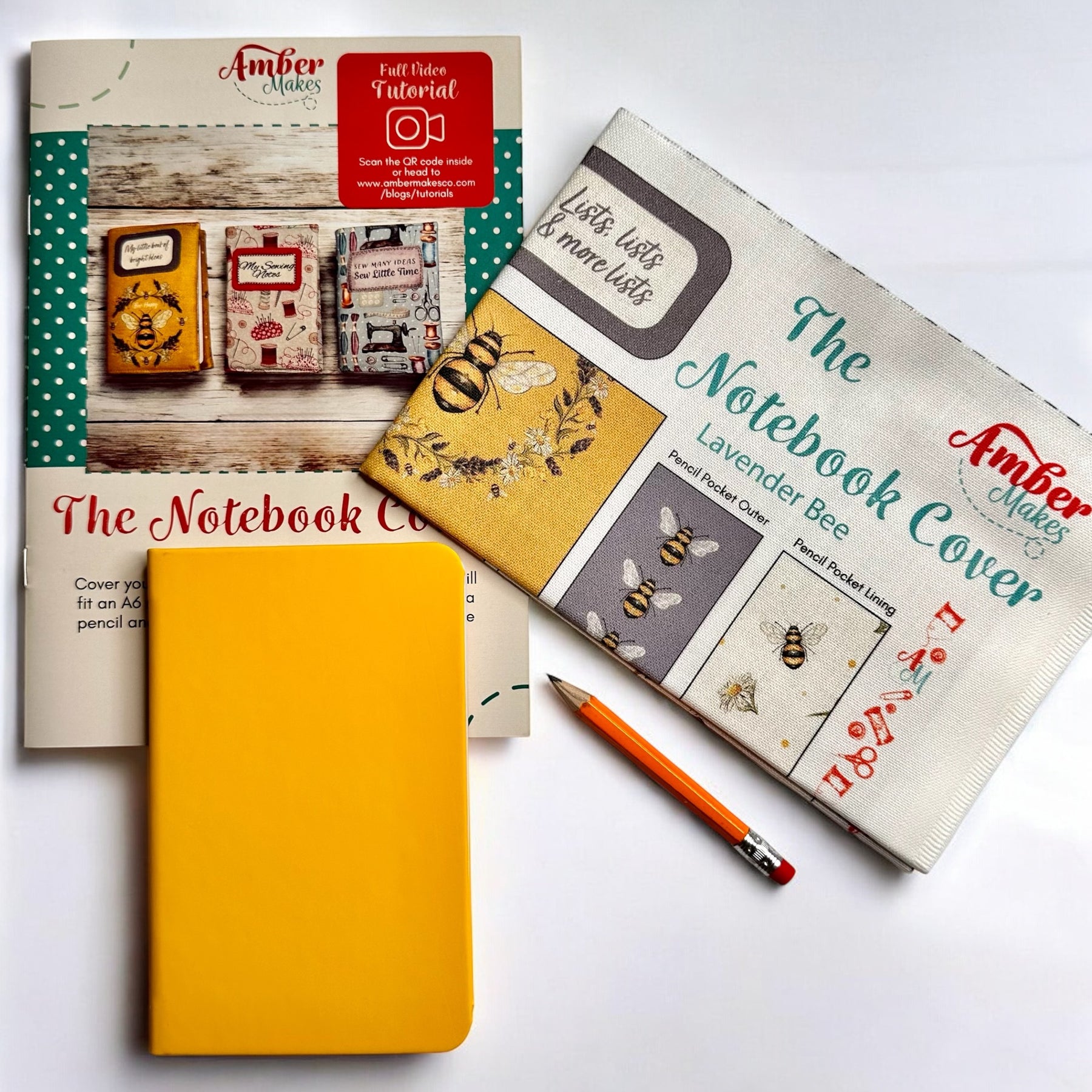 Amber Notes Spring Notebook The Notebook Cover - Lavender Bee Sewing Kit – Amber Makes