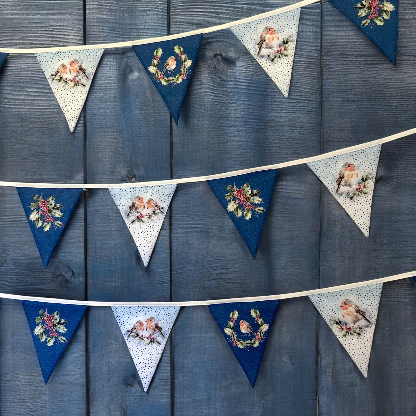 A Row of Robins - Blue Bunting Sewing Kit