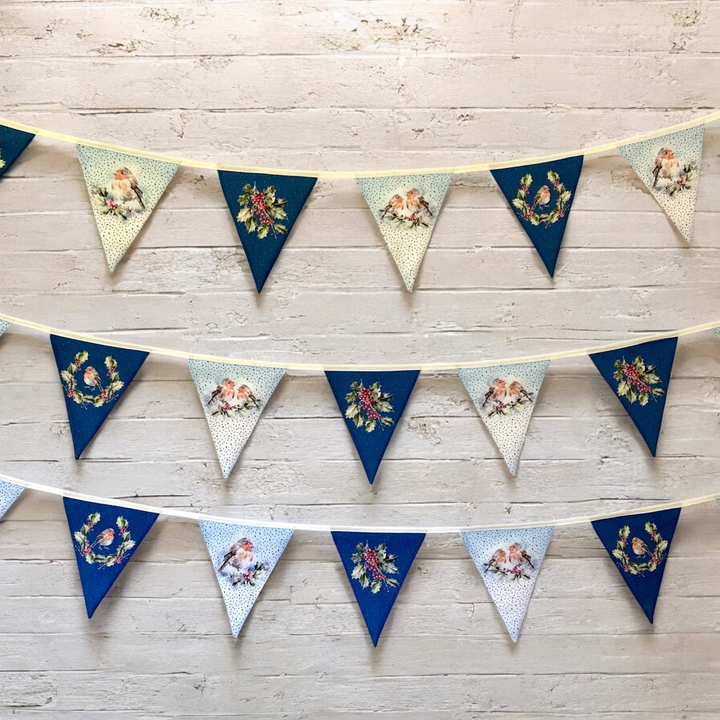 A Row of Robins - Blue Bunting Sewing Kit