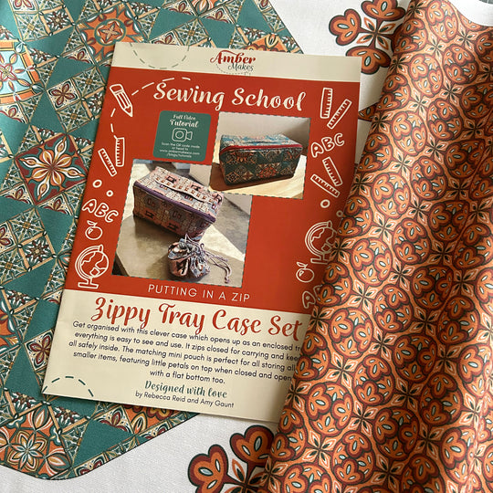 Sewing School Zippy Traycase – Portuguese Tiles Sewing Kit – Amber