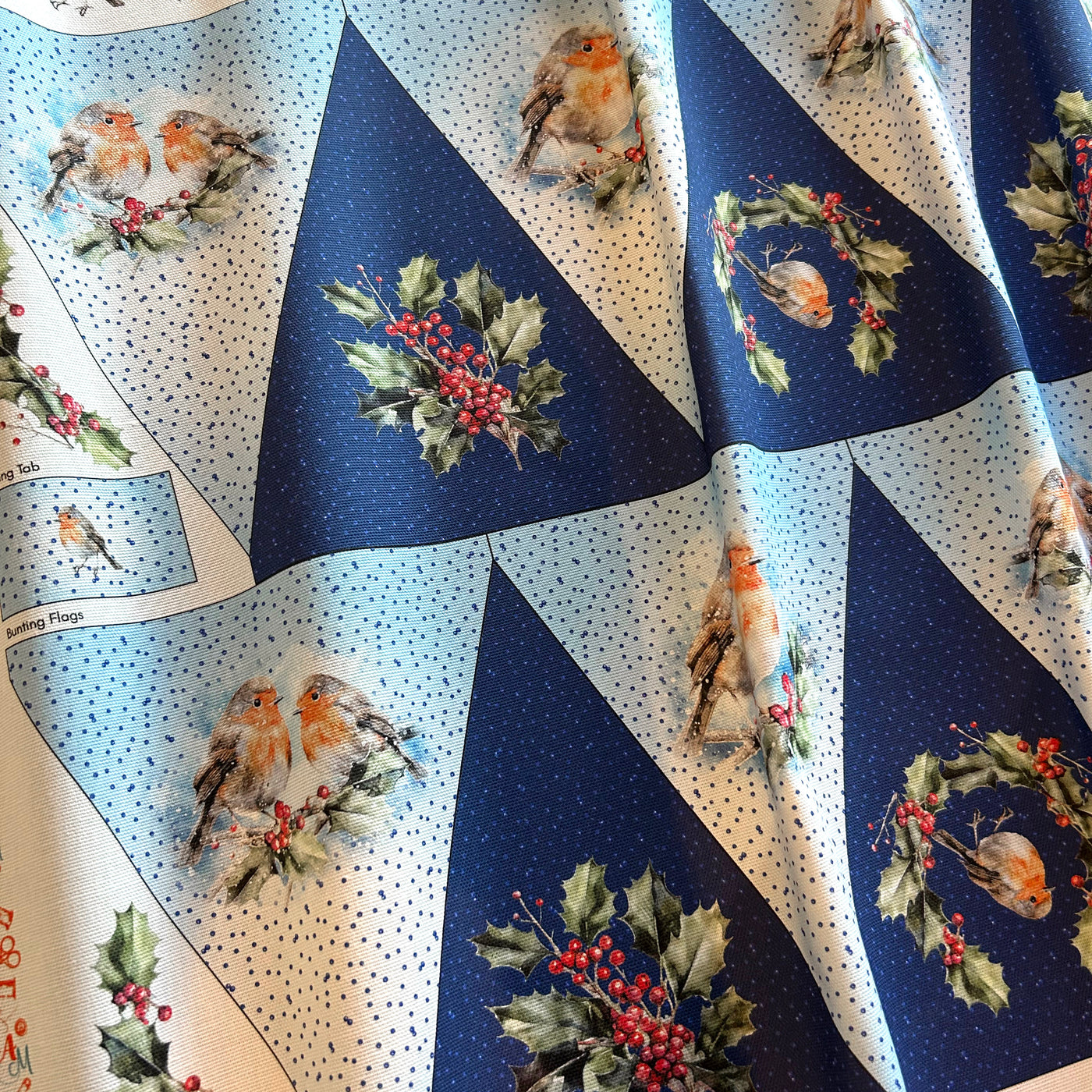 A Row of Robins - Blue Bunting Sewing Kit