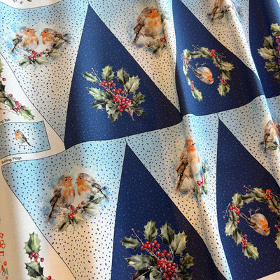 A Row of Robins - Blue Bunting Sewing Kit