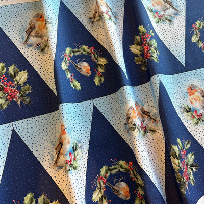 A Row of Robins - Blue Bunting Sewing Kit