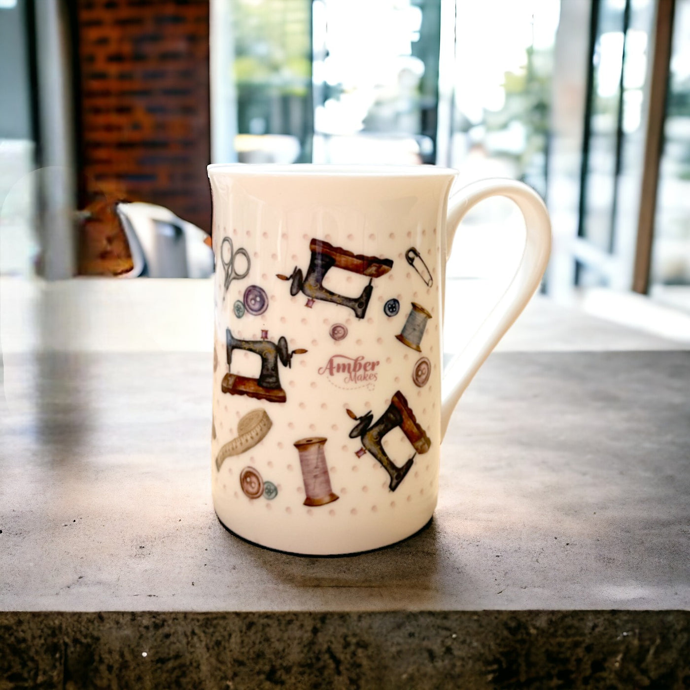 Bone China Mug - Vintage Sewing