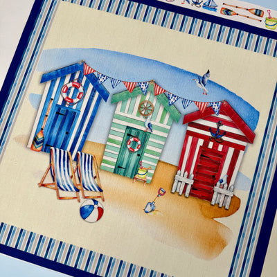 Beach Huts Canvas Fabric Panel