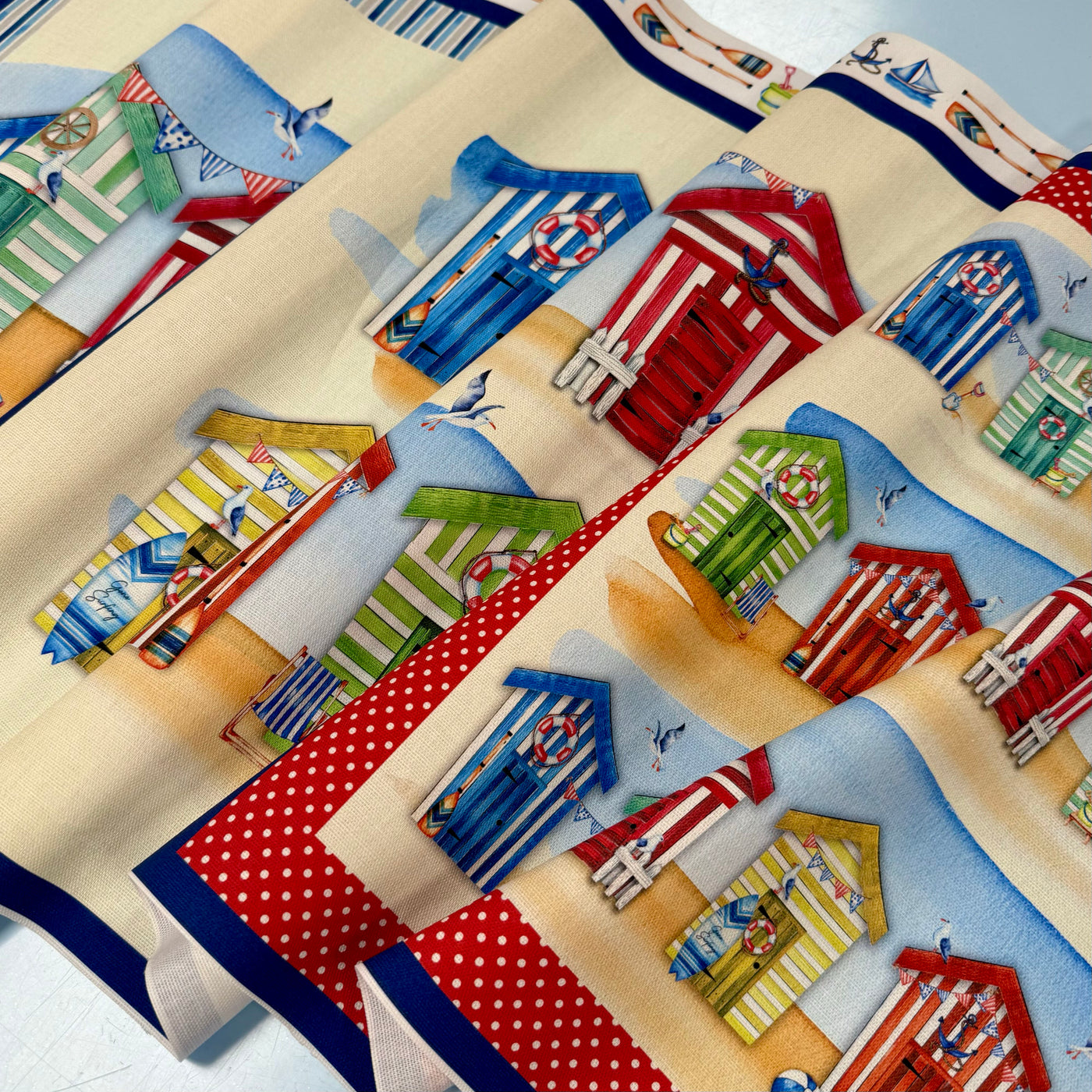 Beach Huts Canvas Fabric Panel