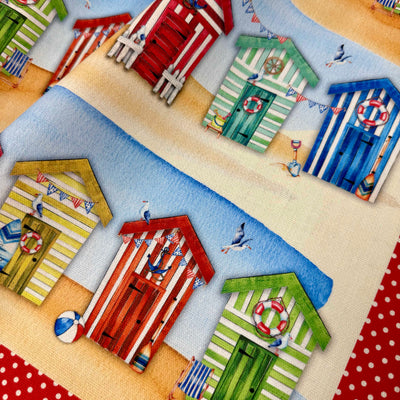 Beach Huts Canvas Fabric Panel