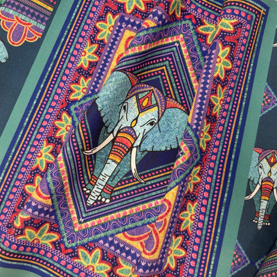 Embroidered Elephant Canvas Fabric Panel