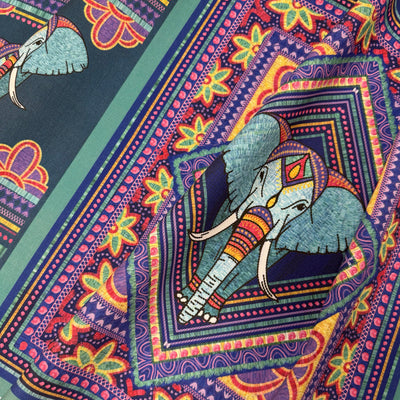 Embroidered Elephant Canvas Fabric Panel