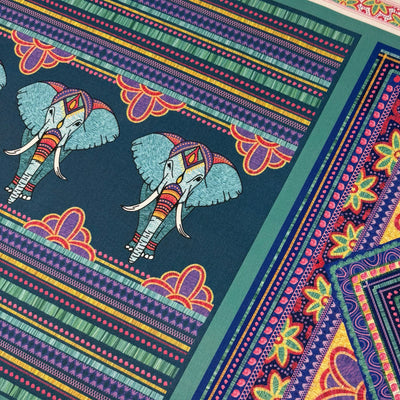 Embroidered Elephant Canvas Fabric Panel