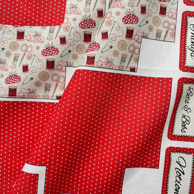 Fabric Clips Pouch - Redwork Sewing Kit