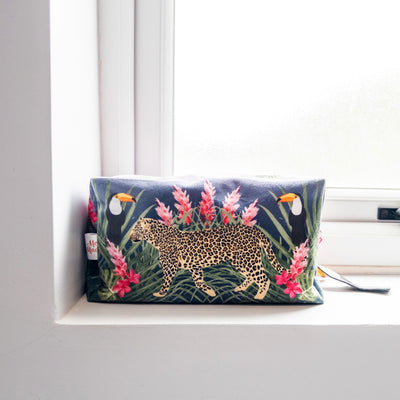 Leopard Cosmetic Velvet Pouch Cut and Sew Kit