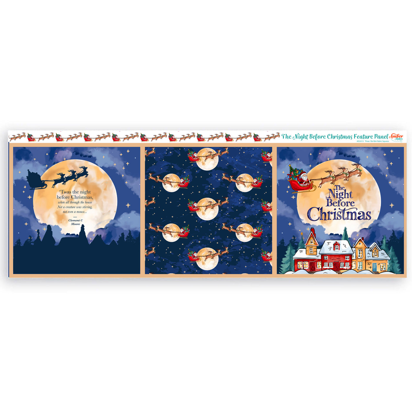 Night Before Christmas Canvas Fabric Panel
