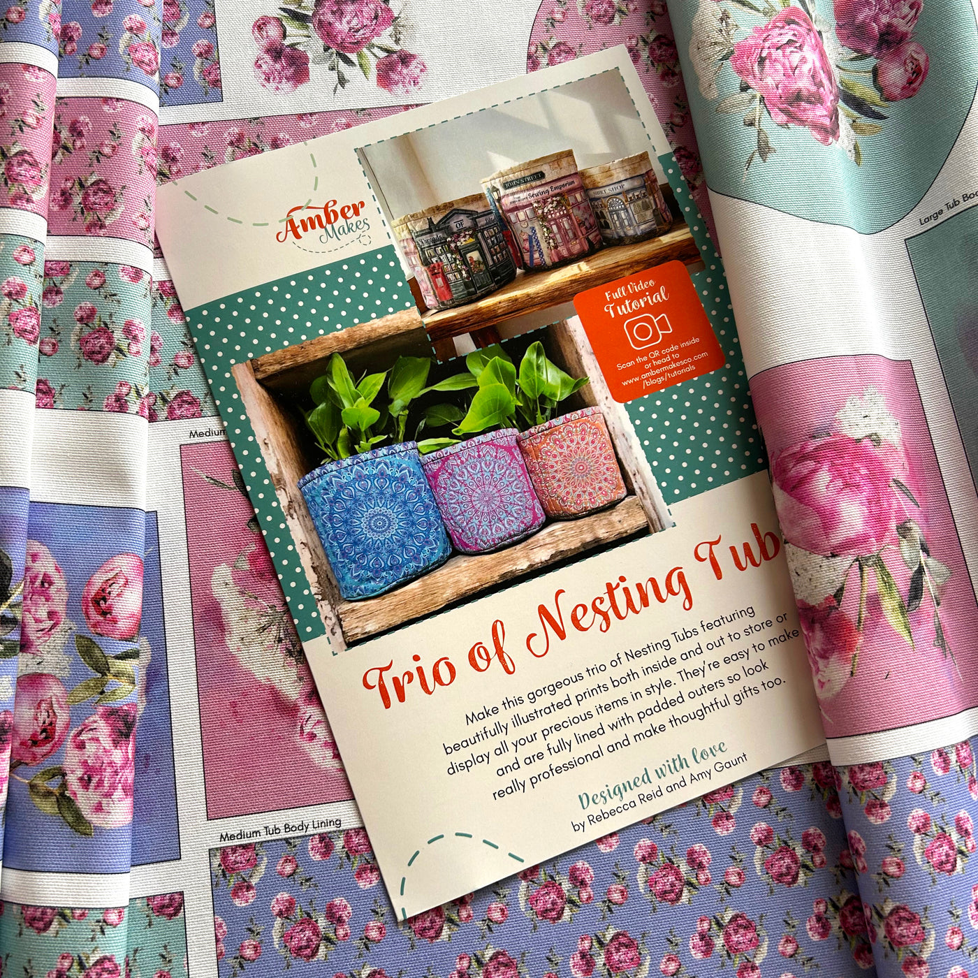 Trio of Nesting Tubs - Peonies Sewing Kit