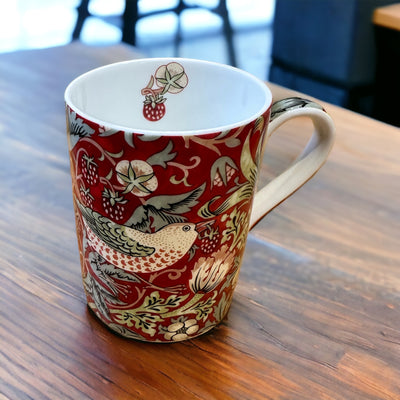 William Morris Mug and Gift Box -Crimson Strawberry Thief