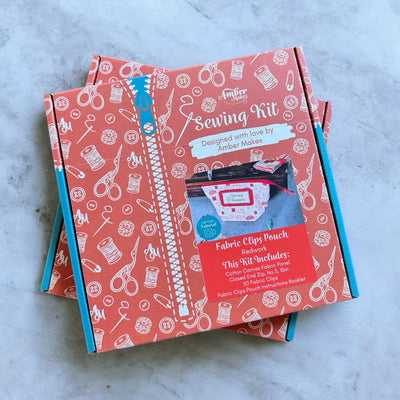 Fabric Clips Pouch - Redwork Sewing Kit