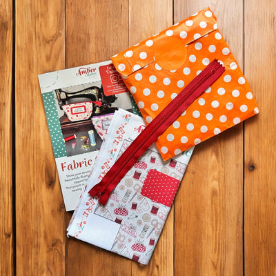 Fabric Clips Pouch - Redwork Sewing Kit