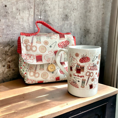 Redwork Mug Carry Case and Sewing Mug Finished Product