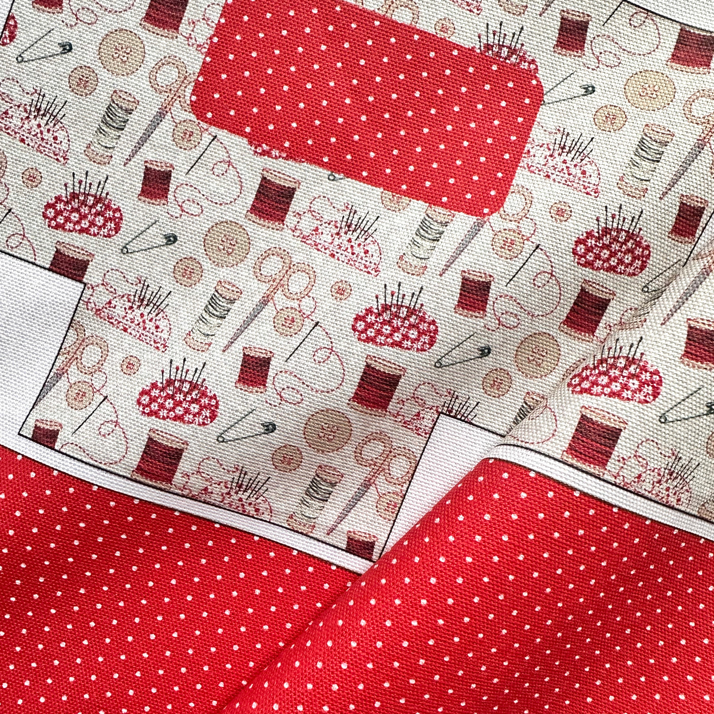 Fabric Clips Pouch - Redwork Sewing Kit