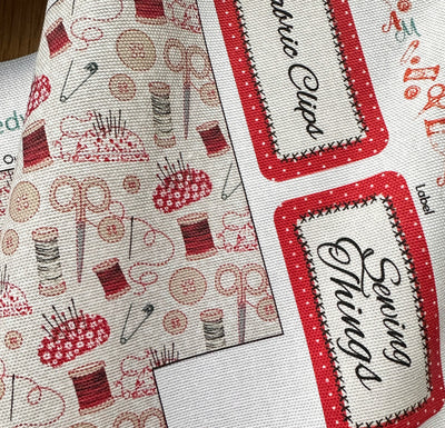 Fabric Clips Pouch - Redwork Sewing Kit