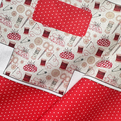Fabric Clips Pouch - Redwork Sewing Kit