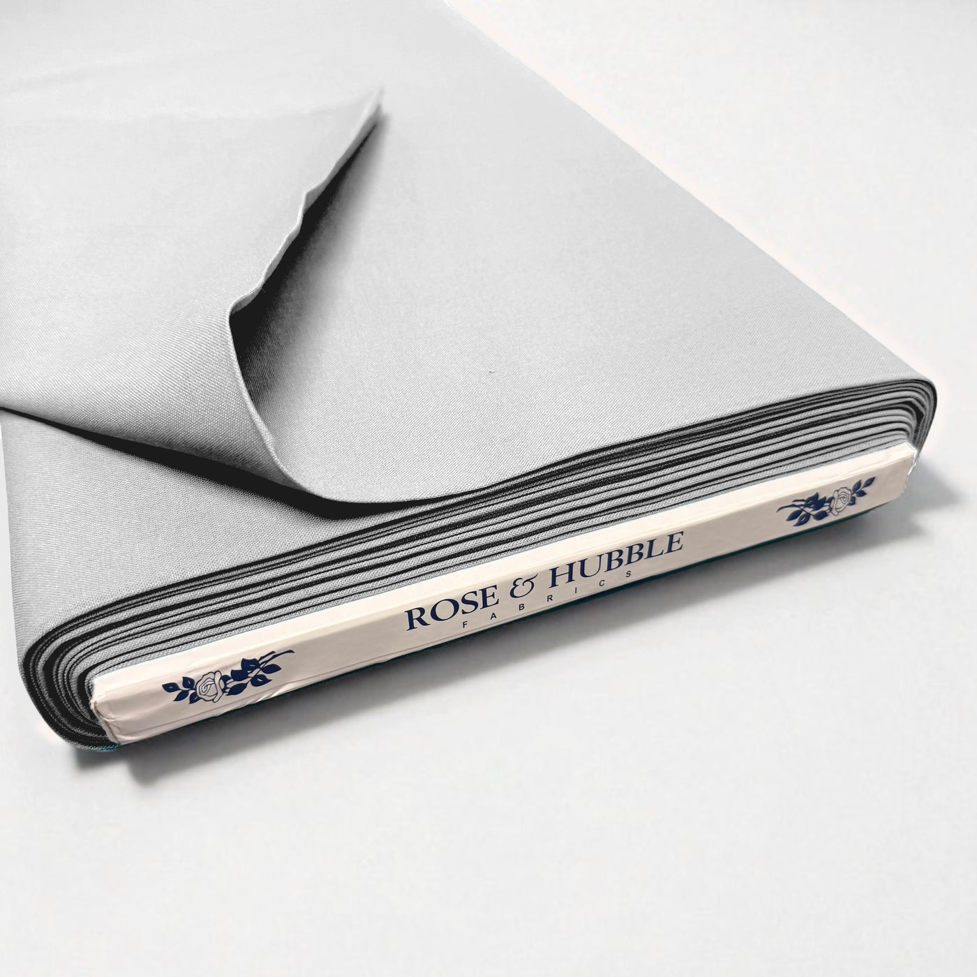 Rose And Hubble Plain Cotton Fabric - Silver 0.5m
