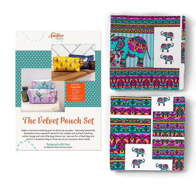 The Velvet Pouch Set - Indian Elephants Kit