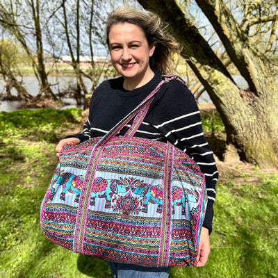 The Velvet Weekender Bag - Indian Elephants Sewing Kit