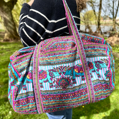 The Velvet Weekender Bag - Indian Elephants Sewing Kit