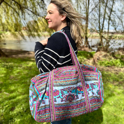 The Velvet Weekender Bag - Indian Elephants Sewing Kit