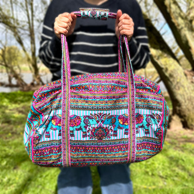 The Velvet Weekender Bag - Indian Elephants Sewing Kit
