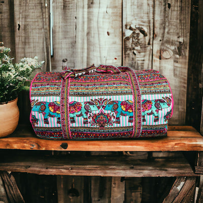 The Velvet Weekender Bag - Indian Elephants Sewing Kit