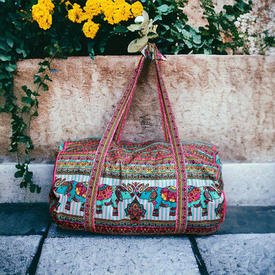 The Velvet Weekender Bag - Indian Elephants Sewing Kit