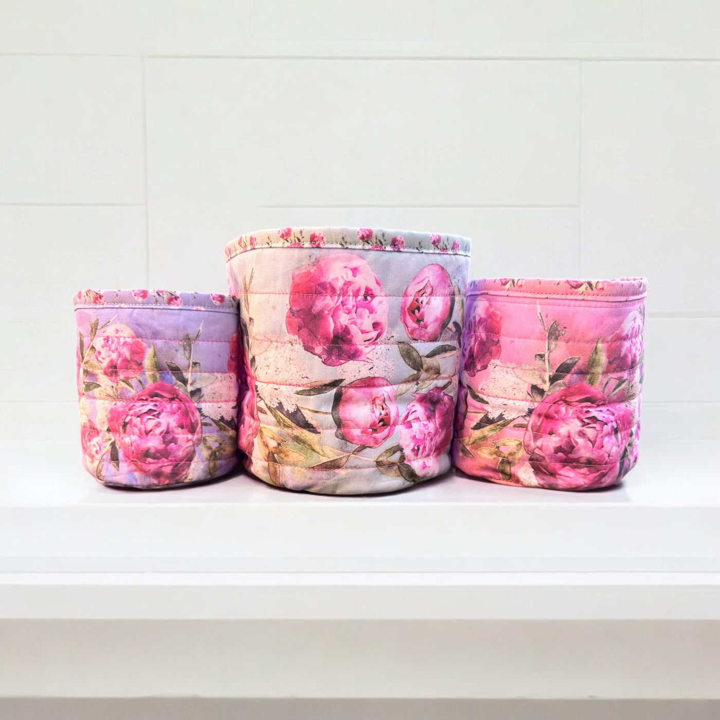 Trio of Nesting Tubs - Peonies Sewing Kit