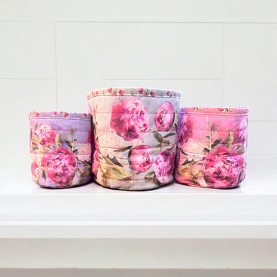 Trio of Nesting Tubs - Peonies Sewing Kit