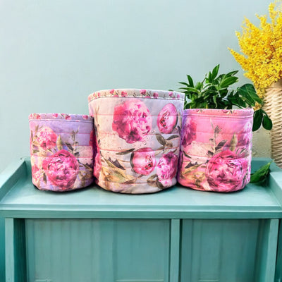 Trio of Nesting Tubs - Peonies Sewing Kit