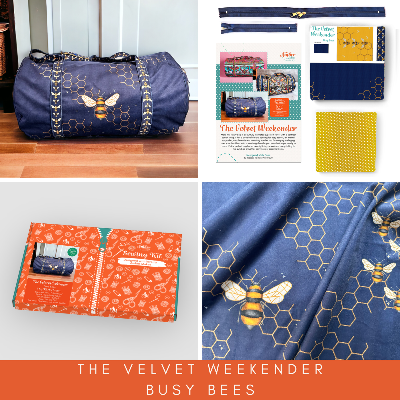 The Velvet Weekender Bag - Busy Bees Sewing Kit